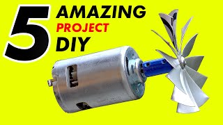 5 AMAZING DIY project with MOTOR DC [upl. by Aihsekal]