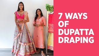 7 NEW Ways of Draping a Dupatta on Lehenga  How to Wear Dupatta [upl. by Oehsen276]