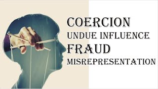 Coercion Undue Influence Fraud Misrepresentation  Indian Contract Act 1872  Law Guru [upl. by Anoirtac343]