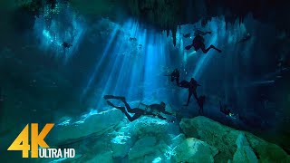 4K Cenotes Dive Relaxation Video  Mexican Underwater Caves  Incredible Underwater World  3 HOUR [upl. by Searcy529]