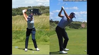 Justin Thomas golf swing  Long Iron faceon amp downtheline July 2017 [upl. by Sualkin]