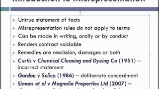 Misrepresentation Lecture 1 of 4 [upl. by Anaz]